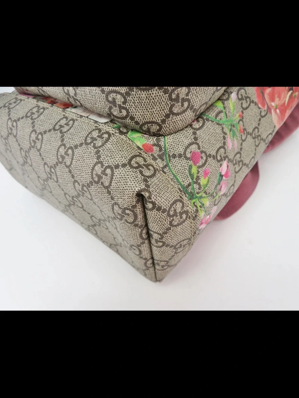 Gucci Floral GG Supreme Canvas Backpack in Pink and Green